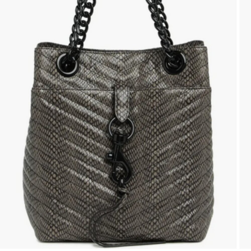 Large Edie Snake Embossed Bucket Bag,  Rebecca Minkoff